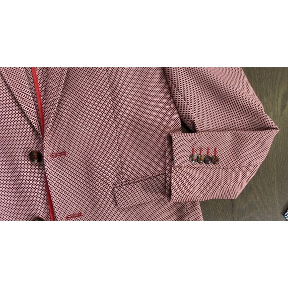 POLITIX Bespokes Mens Red Geometric Pattern‎ Blazer Jacket Size S - Picture 5 of 7